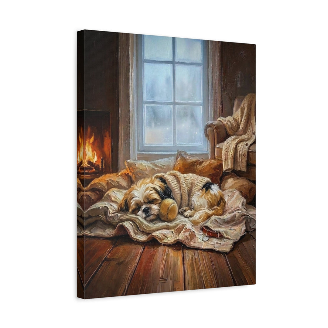 "Calm Memories" - Shih Tzu Vertical Canvas - Dog Lover Wall Art