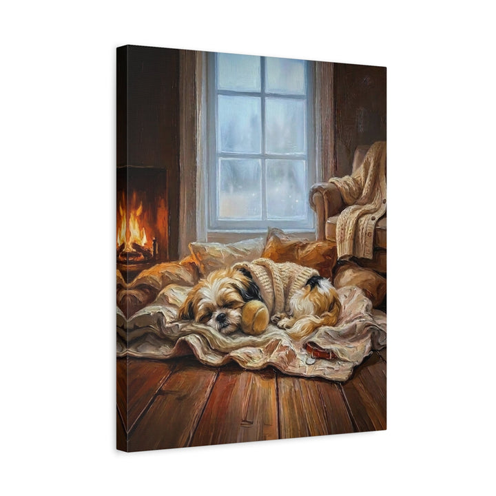 "Calm Memories" - Shih Tzu Vertical Canvas - Dog Lover Wall Art
