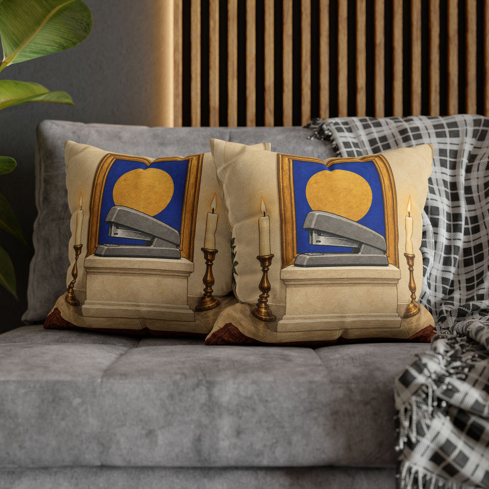 The Sacred Stapler – Funny Office Decor with a Gilded Desk Relic – Pillow / Cover