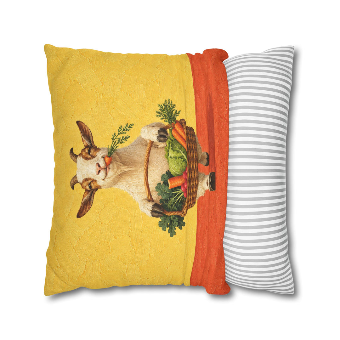 Market Haul – Kitchen Wall Art with a Goat and a Veggie Basket – Pillow / Cover