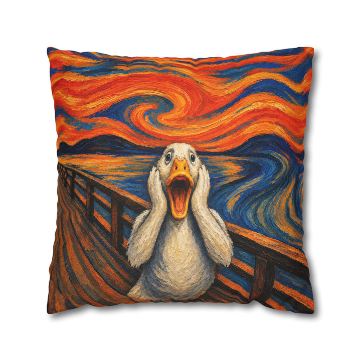 The Quack – Expressionist Art with a Swirling Orange Blue Sky – Pillow / Cover