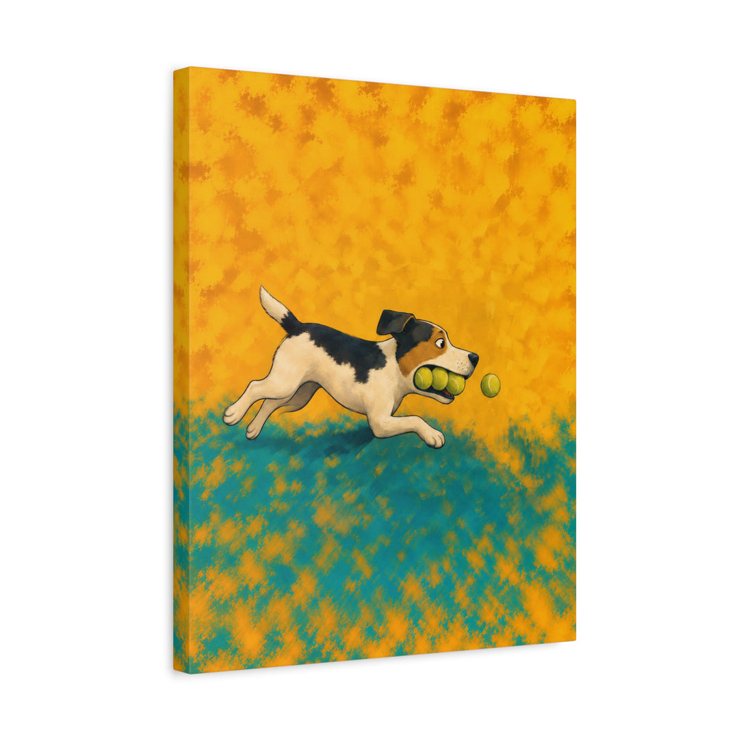 Ball Is Life – Funny Dog Art with a Tennis Obsessed Retriever – Canvas / Framed Canvas