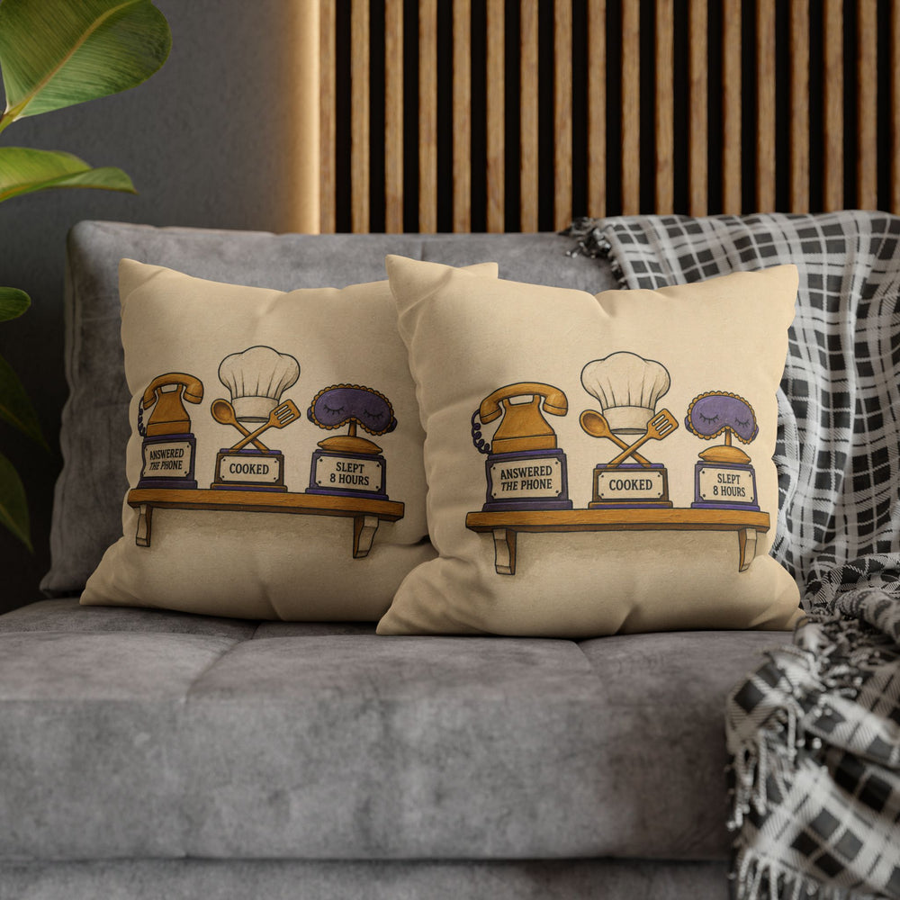 Shelf of Small Wins – Quirky Wall Art with a Trophy Rack for Real Life – Pillow / Cover