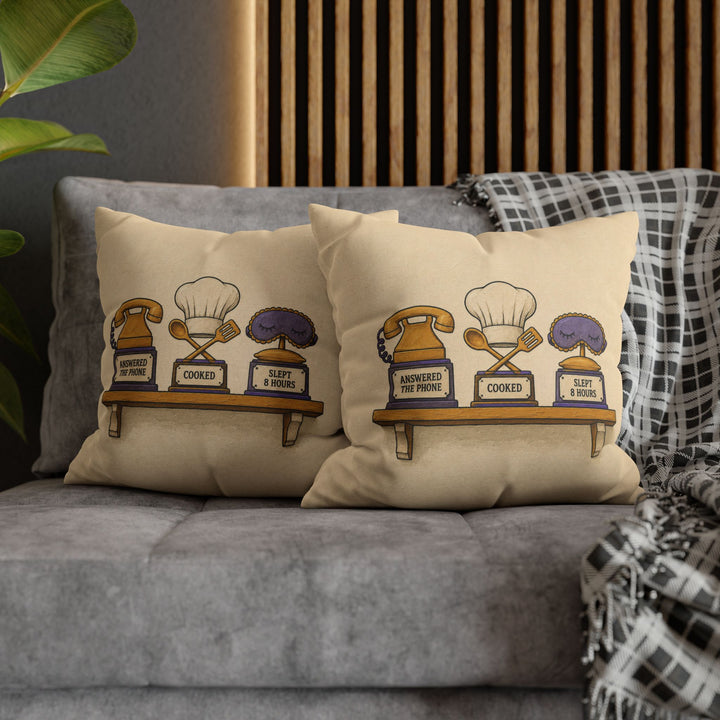 Shelf of Small Wins – Quirky Wall Art with a Trophy Rack for Real Life – Pillow / Cover