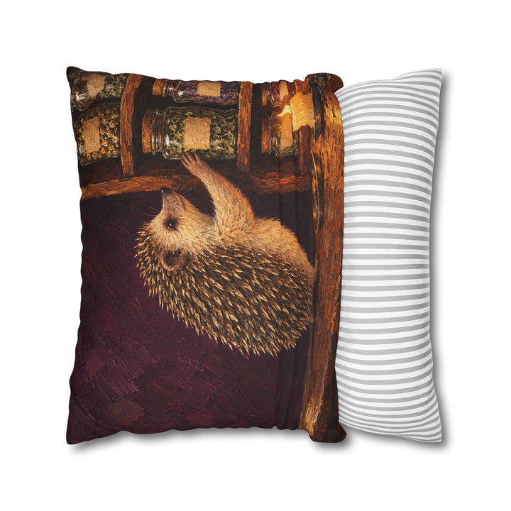 Herbal Apothecary – Witchy Wall Decor with a Hedgehog and Herb Jars – Pillow / Cover