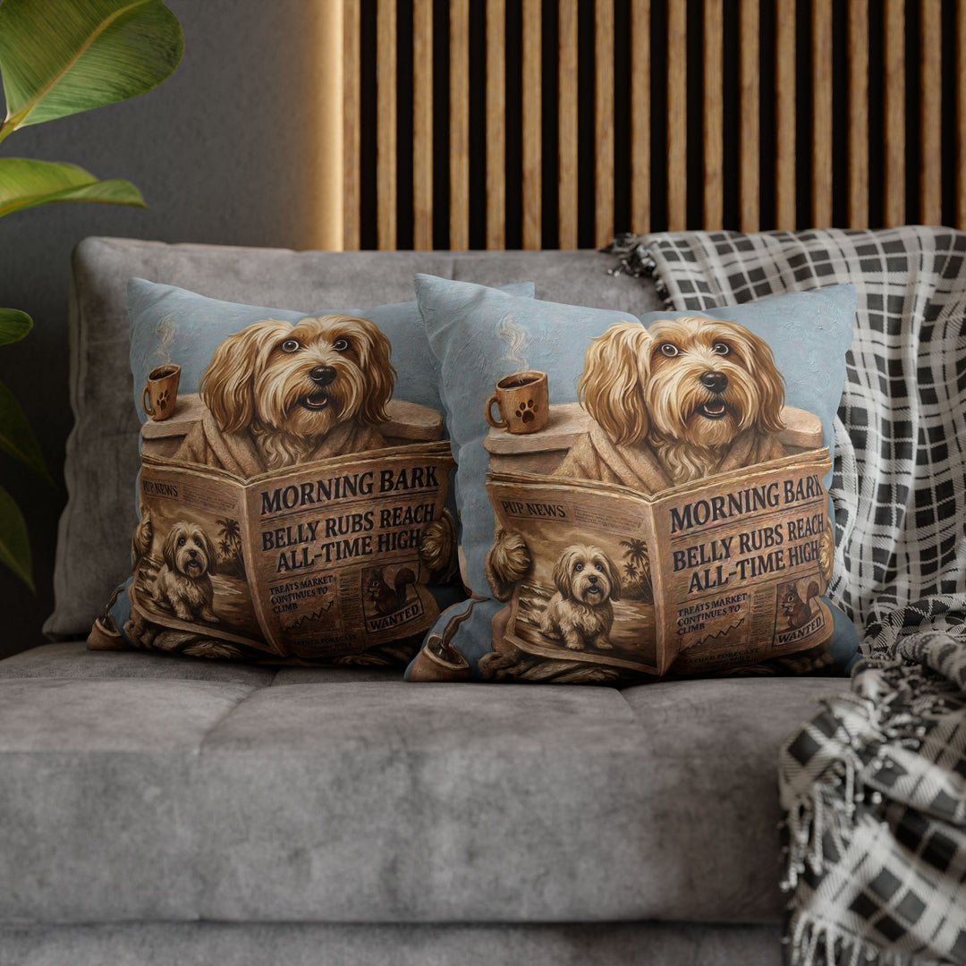 "Morning Business" - Havanese Pillow Cover - Dog Lover Home Decor