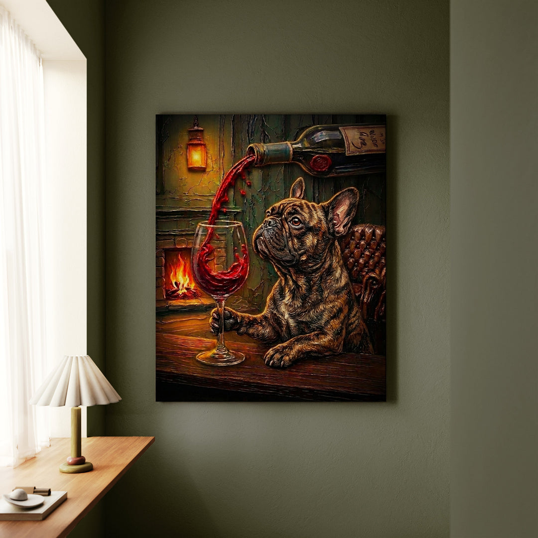French Bulldog Wine & Woof Canvas