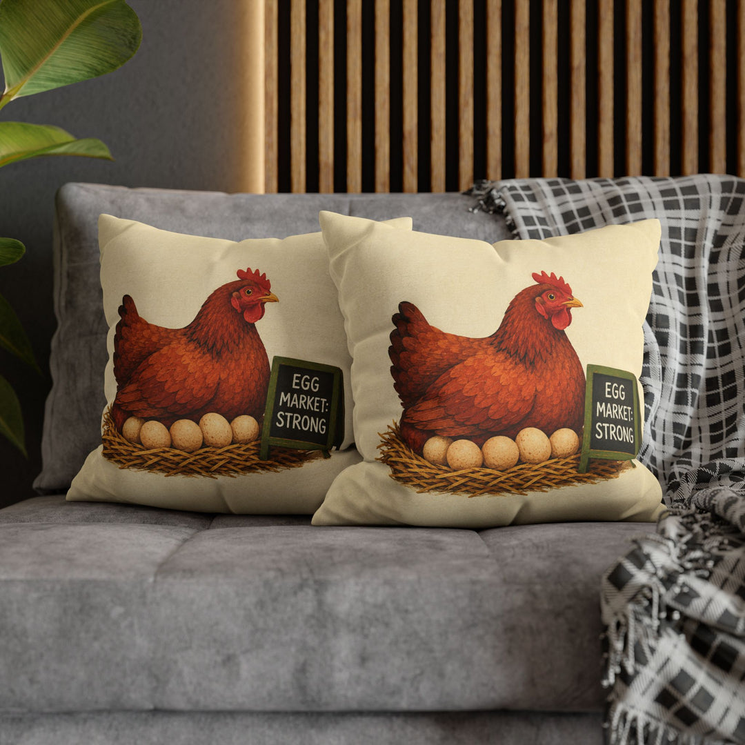 Egg Economics – Chicken Wall Art with a Hen and a Tiny Chalkboard – Pillow / Cover