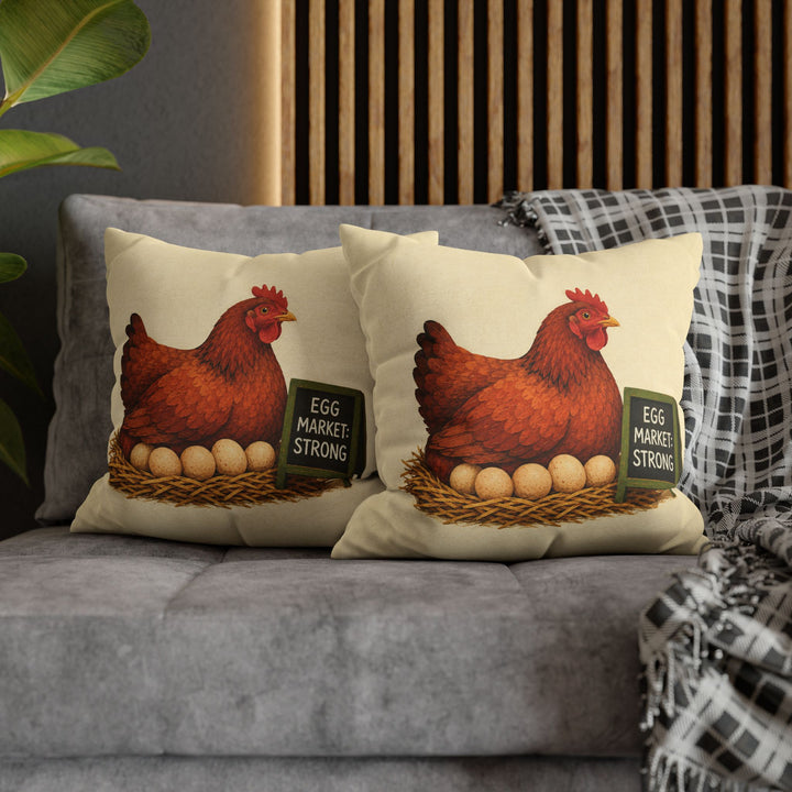 Egg Economics – Chicken Wall Art with a Hen and a Tiny Chalkboard – Pillow / Cover