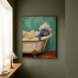 "Spa Day" - Solid Grey Vertical Canvas - Cat Lover Wall Art