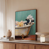 "Bubble Time" - Cow Vertical Framed Canvas - Spirit Animal Wall Art