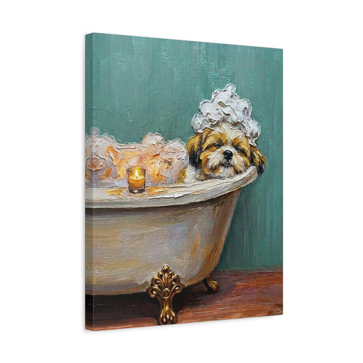 "Spa Day" - Shih Tzu Vertical Canvas - Dog Lover Wall Art