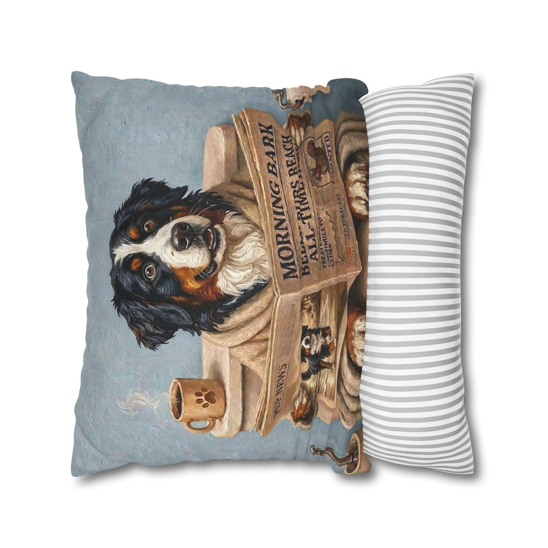 "Morning Business" - Bernese Mountain Dog Pillow Cover - Dog Lover Home Decor