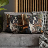 "Before Coffee" - Boston Terrier Pillow Cover - Dog Lover Wall Art Home Decor