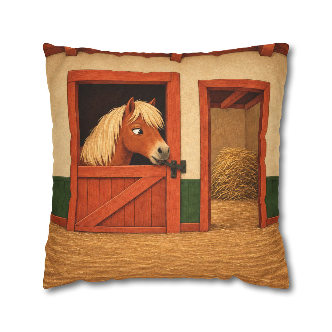 The Escape Artist – Horse Wall Art with a Latch Lifted by Lips – Pillow / Cover