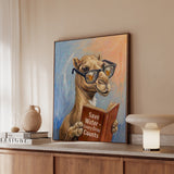 "Save Water" - Camel Vertical Framed Canvas - Animal Book Humor Wall Art