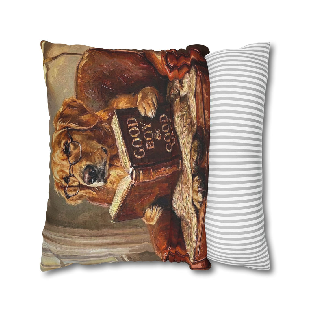 "Evening Read" - Golden Retriever Throw Pillow - Dog Lover Home Decor