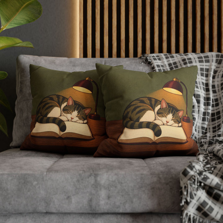 One More Chapter – Bookish Wall Art with a Cat Marking the Page – Pillow / Cover