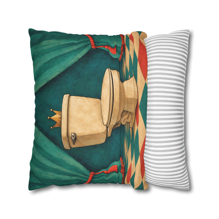 Royal Flush – Funny Toilet Art with a Crowned Porcelain Throne – Pillow / Cover