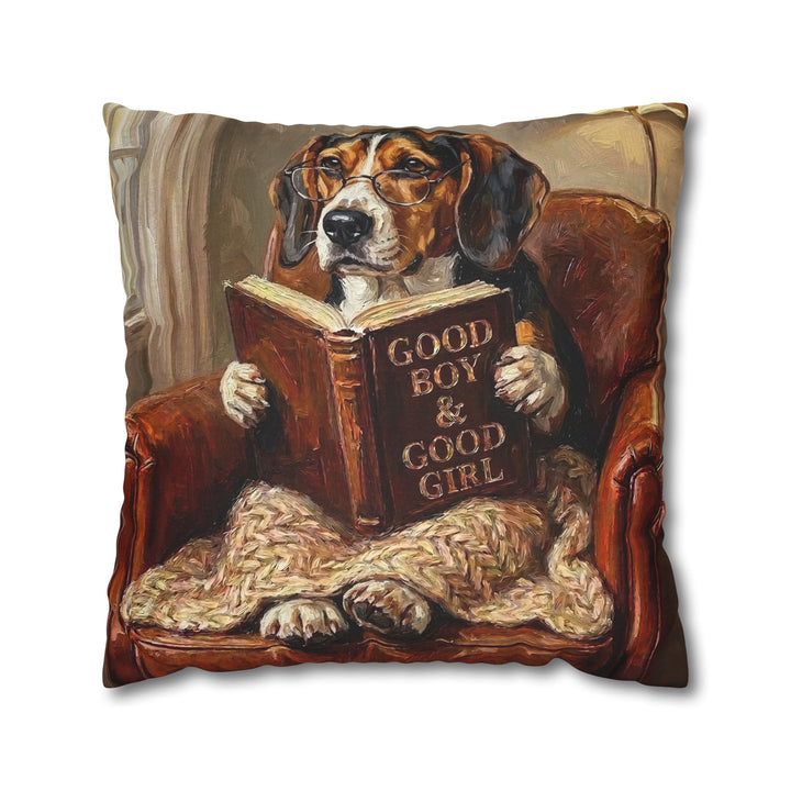 "Evening Read" - Beagle Throw Pillow - Dog Lover Home Decor