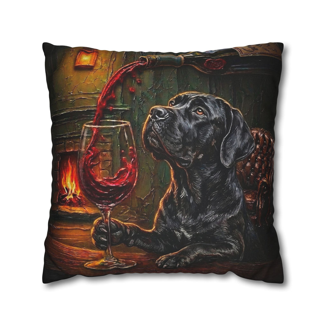 "Wine & Woof" - Cane Corso Pillow Cover - Dog Lover Home Decor