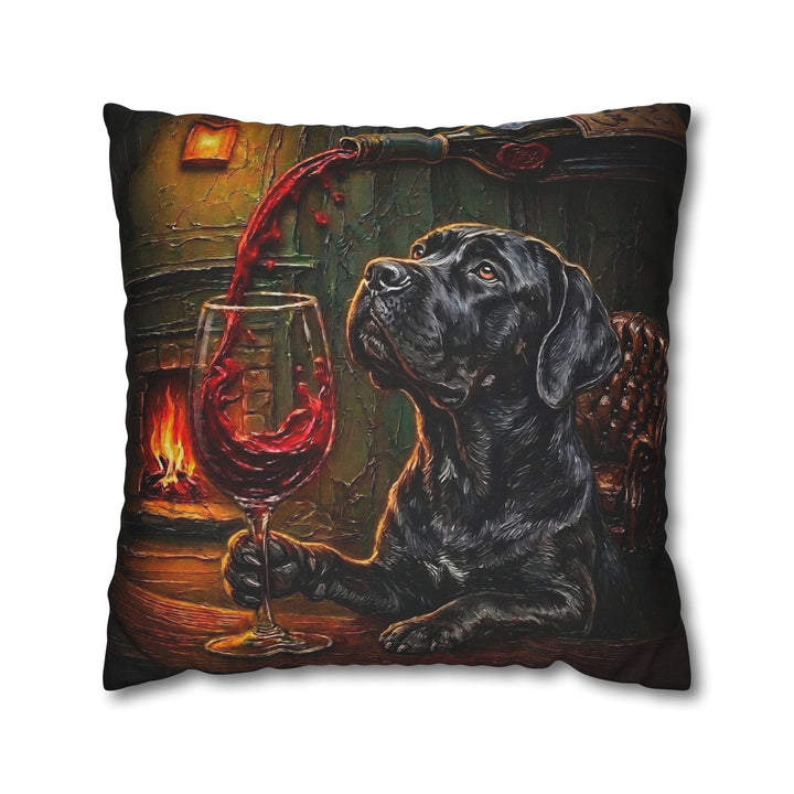 "Wine & Woof" - Cane Corso Pillow Cover - Dog Lover Home Decor