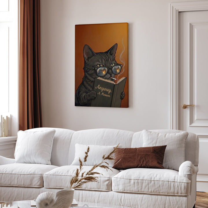"Anyway" - Cat Vertical Canvas - Animal Book Humor Wall Art