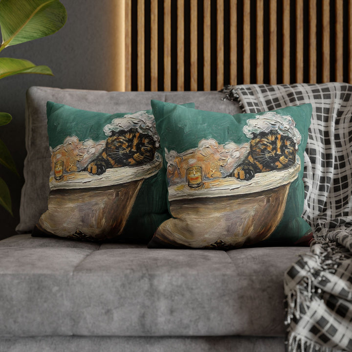 "Spa Day" - Tortoiseshell Pillow Cover - Cat Lover Home Decor