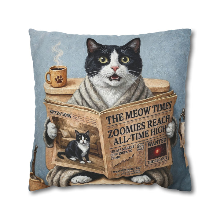 "Morning Business" - Tuxedo Throw Pillow - Cat Lover Home Decor