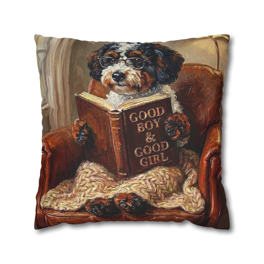"Evening Read" - Bichon Frise Throw Pillow - Dog Lover Home Decor