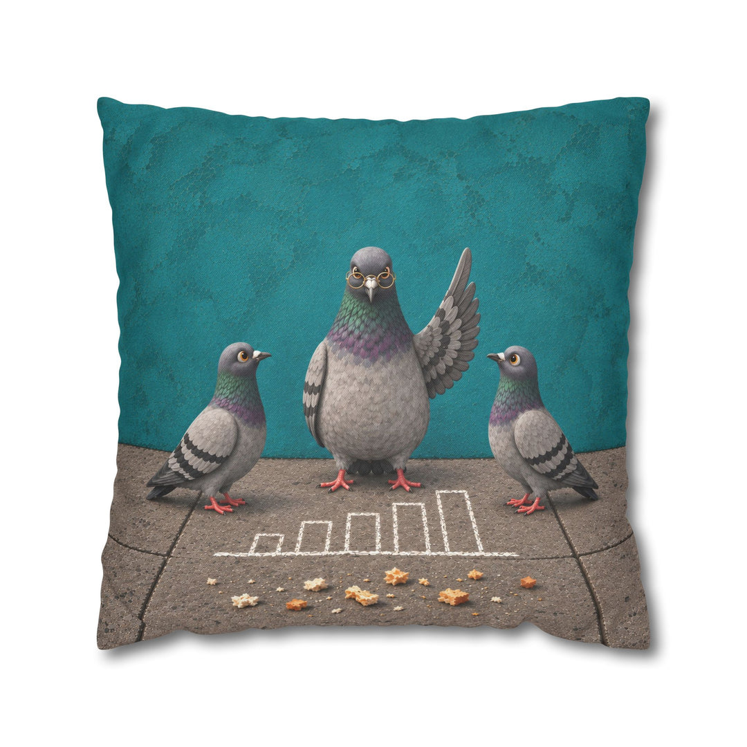 Crumb Economist – Pigeon Wall Art with a Sidewalk Chalk Diagram – Pillow / Cover