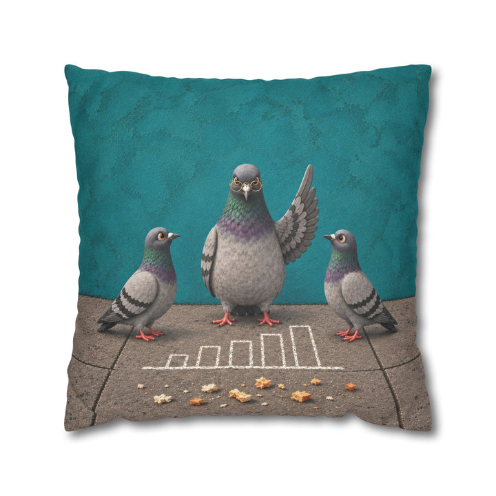Crumb Economist – Pigeon Wall Art with a Sidewalk Chalk Diagram – Pillow / Cover