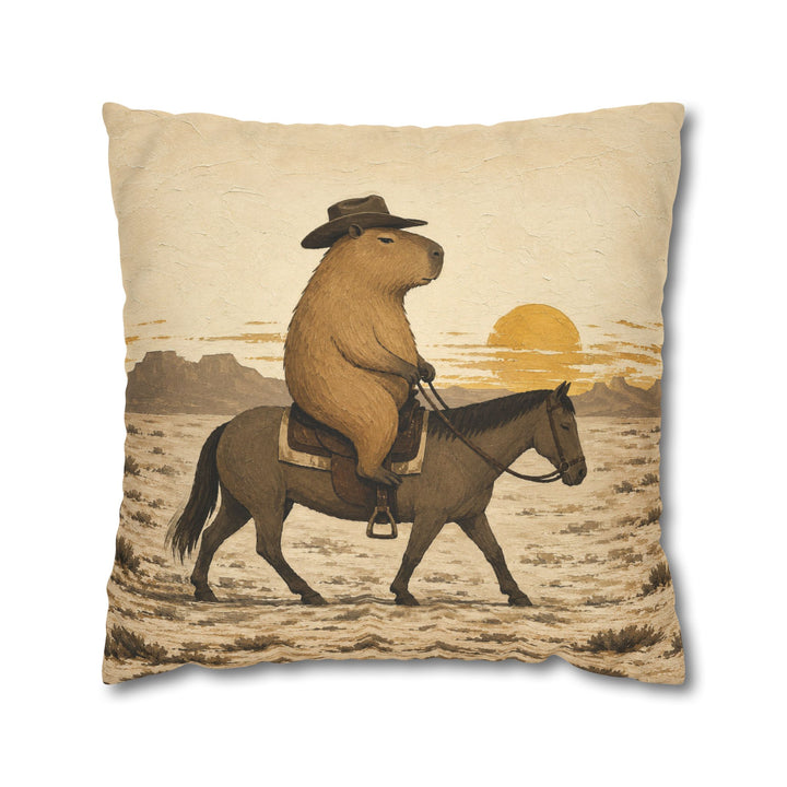 Yeehaw Capybara – Western Decor with a Calm Rider in a Cowboy Hat – Pillow / Cover