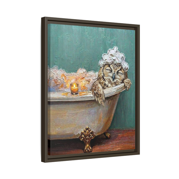 "Bubble Time" - Owl Vertical Framed Canvas - Spirit Animal Wall Art
