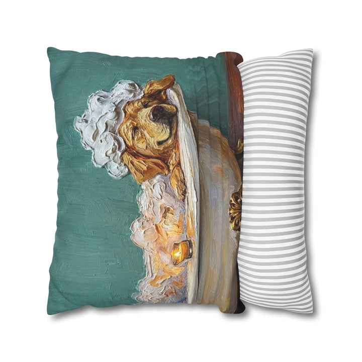 "Spa Day" - Golden Retriever Throw Pillow - Dog Lover Home Decor