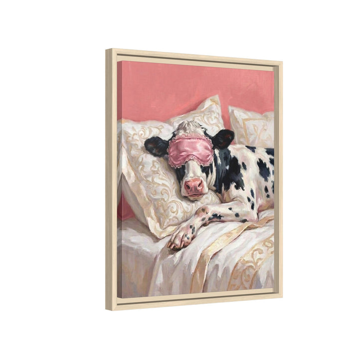 "Beauty Sleep" - Cow Vertical Framed Canvas - Spirit Animal Wall Art