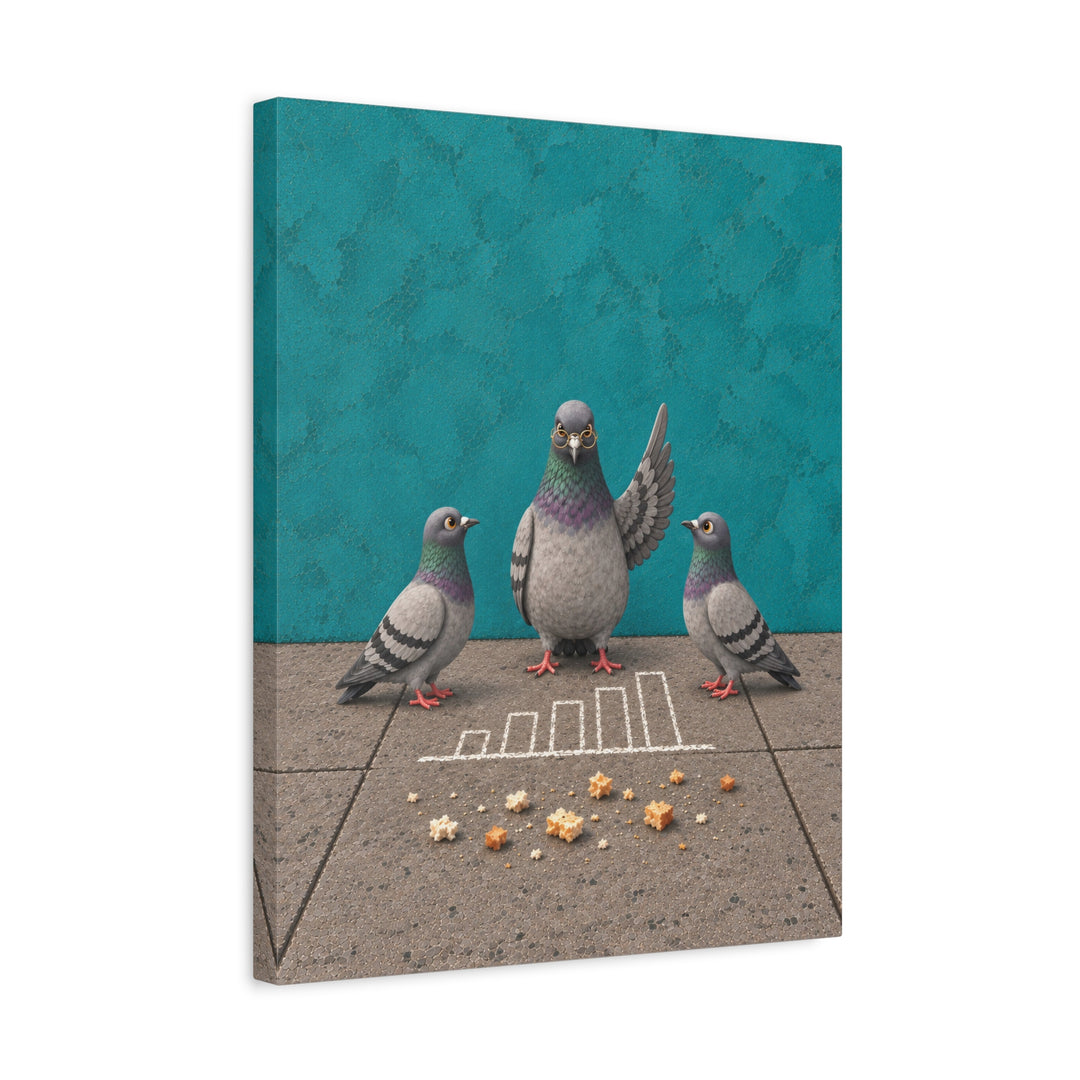 Crumb Economist – Pigeon Wall Art with a Sidewalk Chalk Diagram – Canvas / Framed Canvas