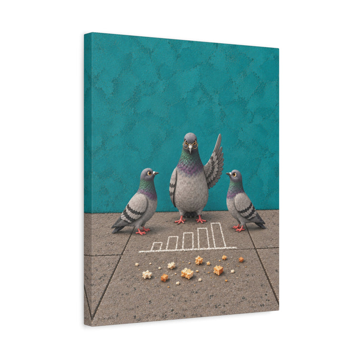 Crumb Economist – Pigeon Wall Art with a Sidewalk Chalk Diagram – Canvas / Framed Canvas