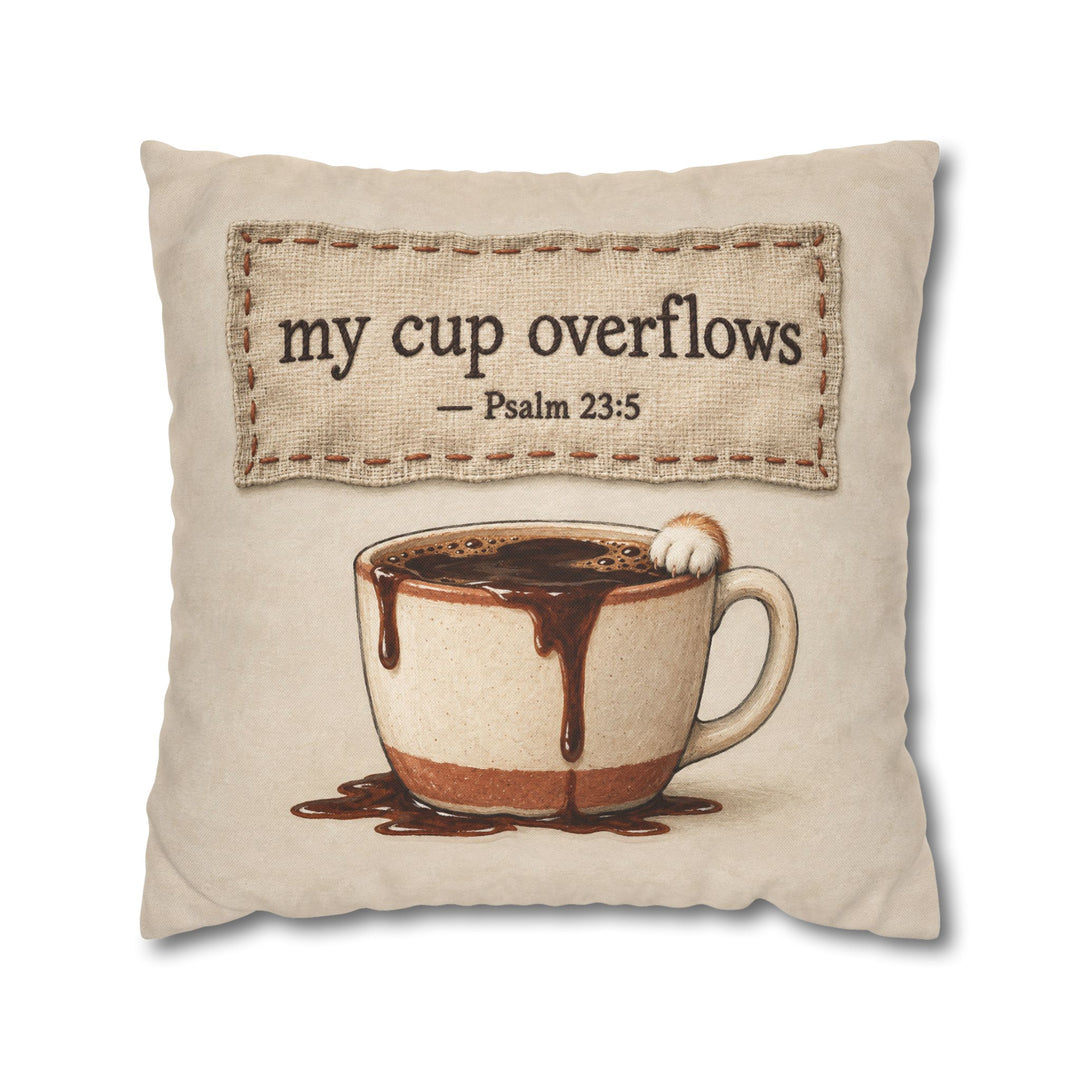 My Cup Overflows – Psalm Wall Art with a Stitched Linen Look – Pillow / Cover