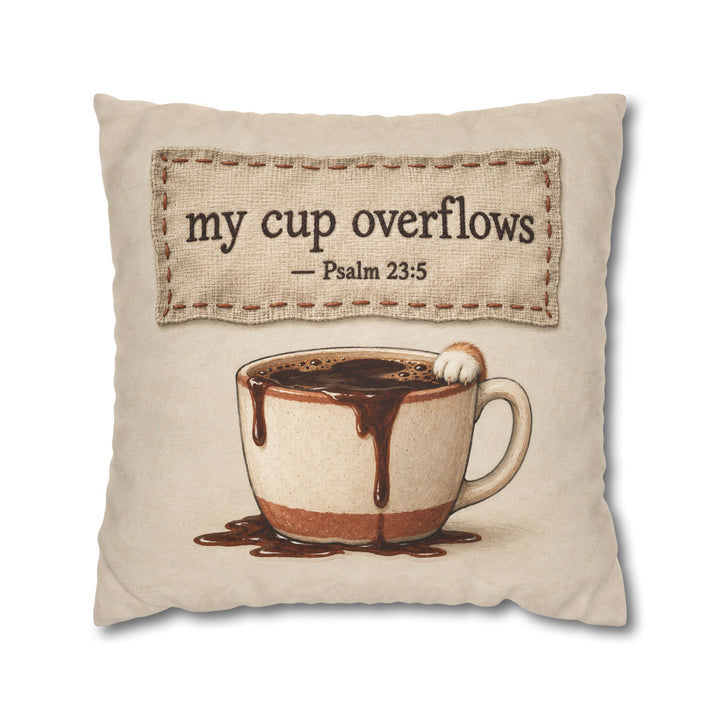 My Cup Overflows – Psalm Wall Art with a Stitched Linen Look – Pillow / Cover