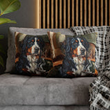 "Before Coffee" - Bernese Mountain Dog Pillow Cover - Dog Lover Wall Art Home Decor