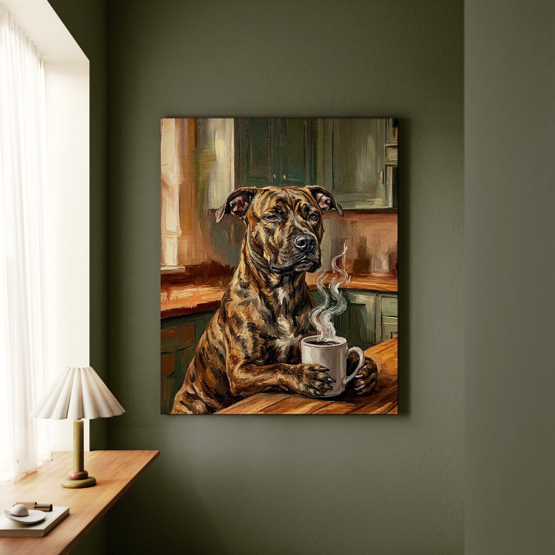 Pit Bull Before Coffee Canvas
