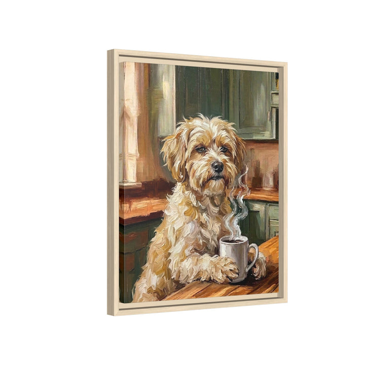"Before Coffee" - Havanese Vertical Framed Canvas - Dog Lover Wall Art