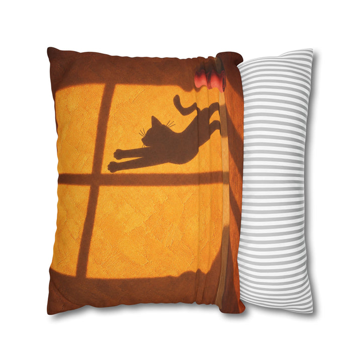 Morning Practice – Yoga Wall Art with an Amber Wall and Hard Shadows – Pillow / Cover