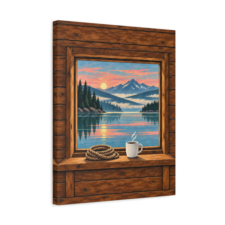 Lake Morning – Lake House Decor with an Open Portal Onto Still Water – Canvas / Framed Canvas