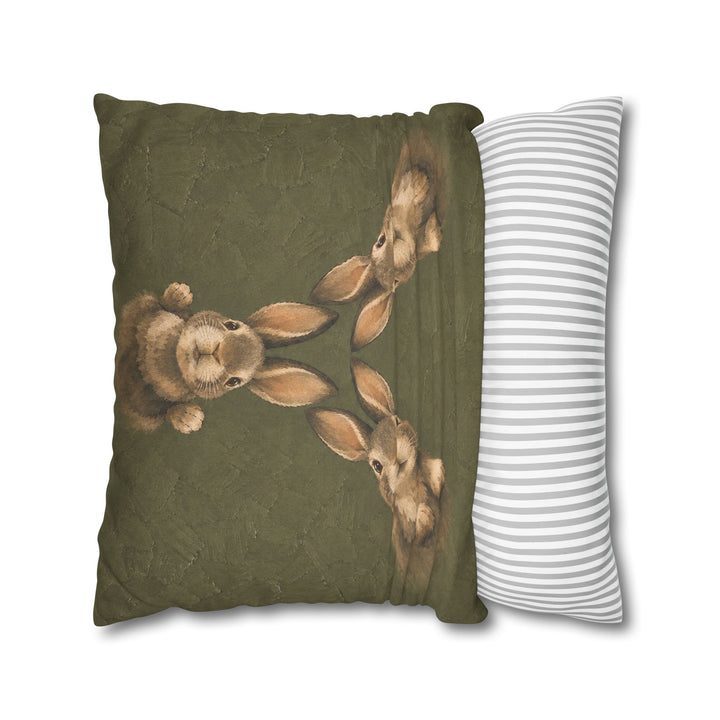 Quiet Warren POV – Bunny Bathroom Art with Ears Converging From Above – Pillow / Cover