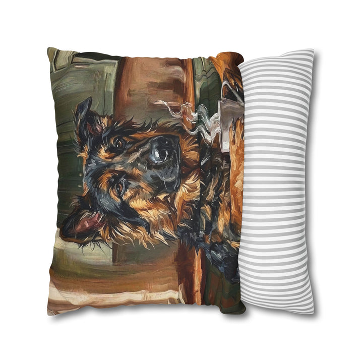 "Before Coffee" - German Shepherd Pillow Cover - Dog Lover Wall Art Home Decor