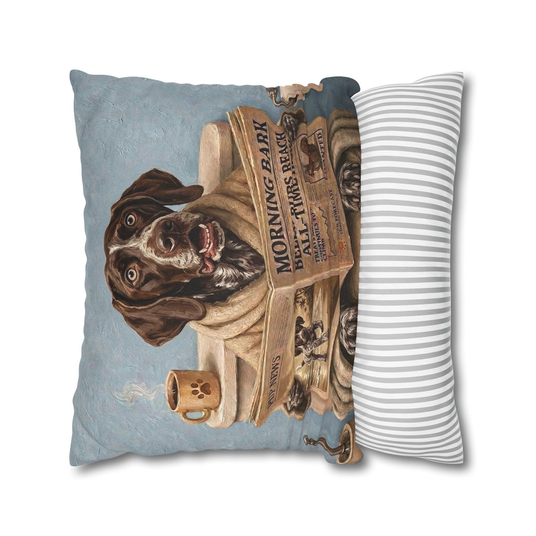 "Morning Business" - German Shorthaired Pointer Throw Pillow - Dog Lover Home Decor