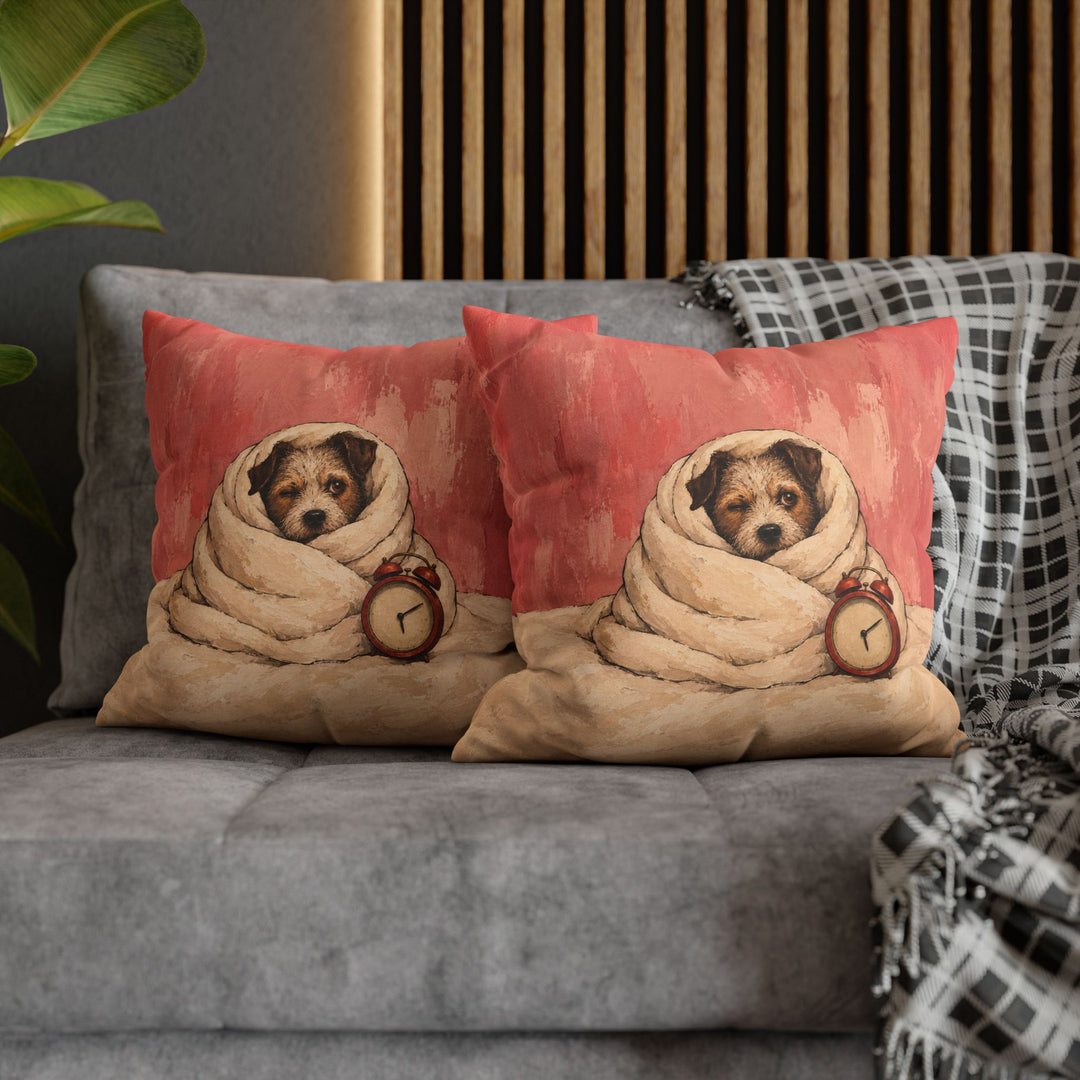 Five More Minutes – Above Bed Art with a Duvet Cocoon and One Open Eye – Pillow / Cover