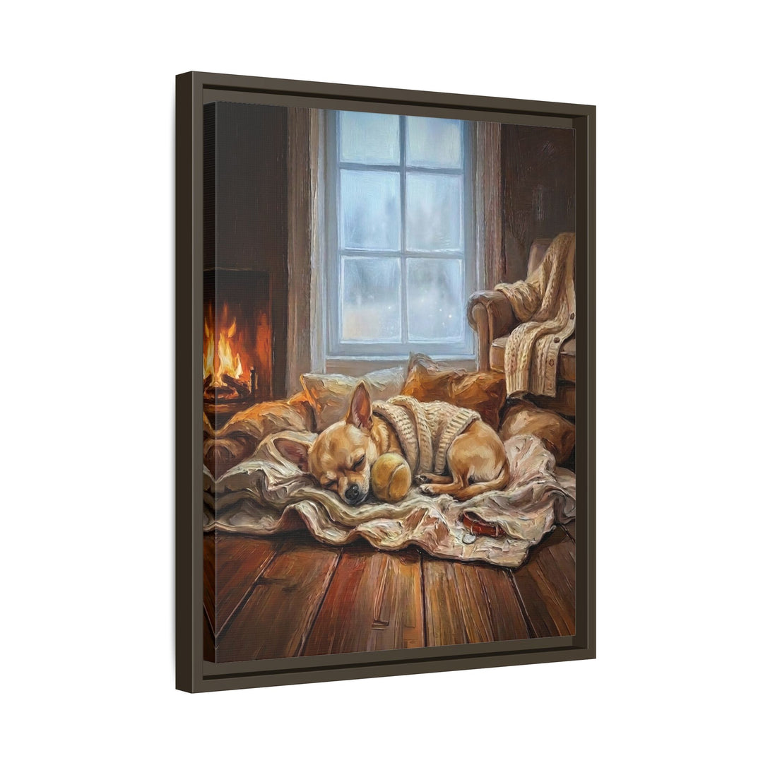 "Calm Memories" - Chihuahua Vertical Framed Canvas - Dog Lover Wall Art